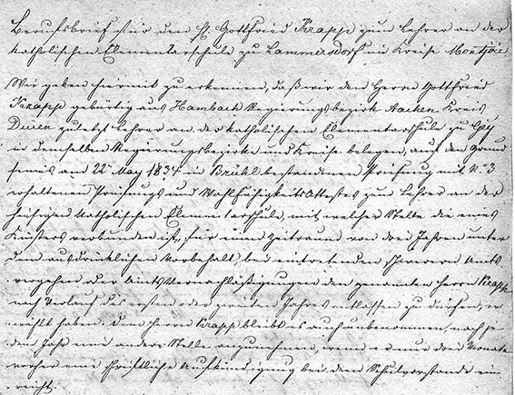 Berufsbrief des Lehrers G. Krapp 1834
